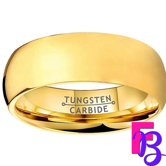 *NEW!* 8MM 14K Gold Tungsten Wedding Band - Picture 2 of 7